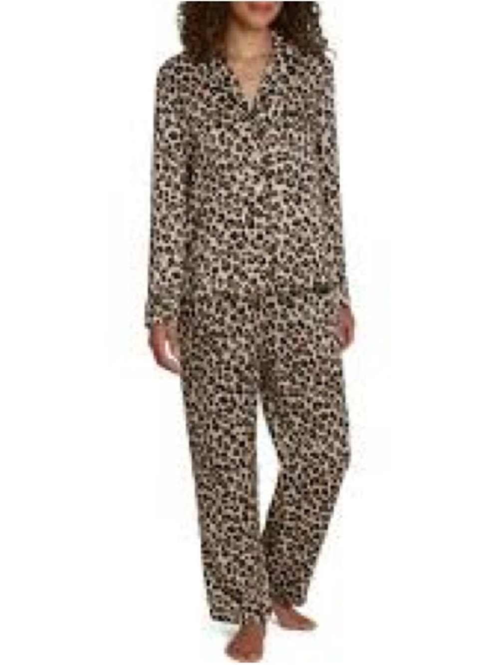 Women’s Loft Sleep leopard print satin pajama set Sz large